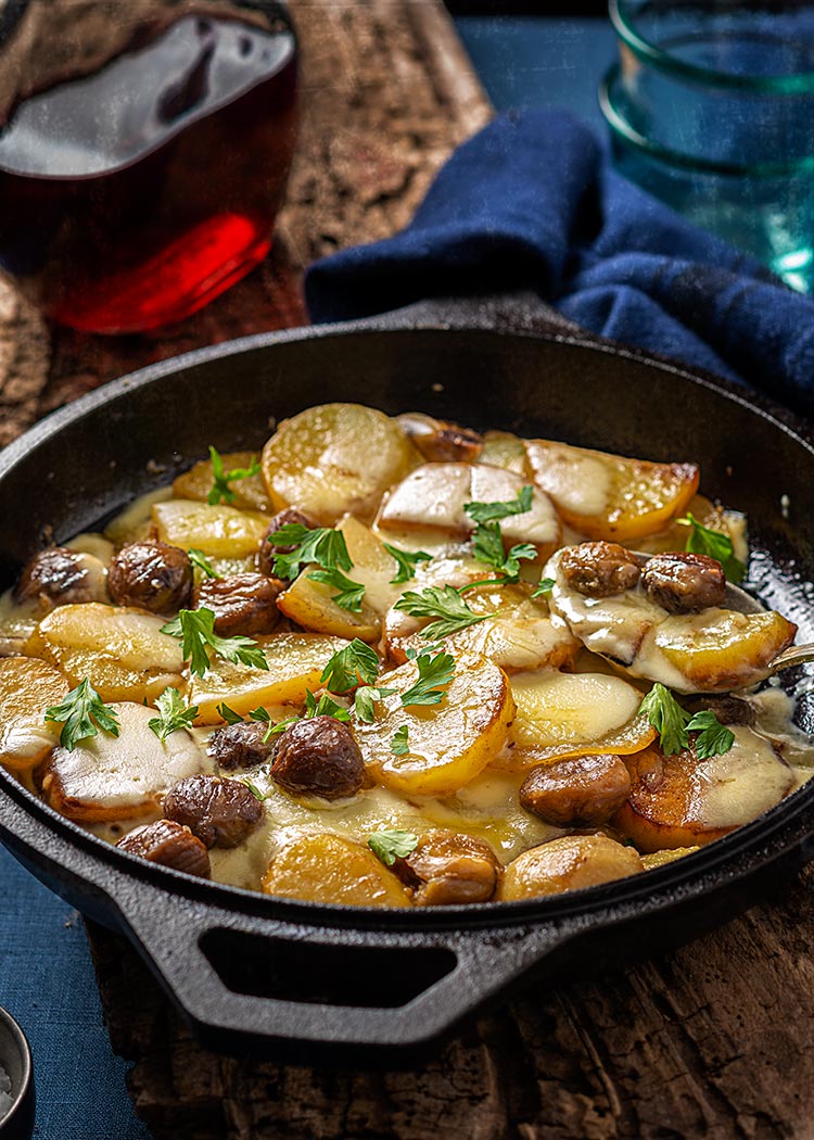 receta truffade patatas queso castanas